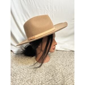 Gigi Pip Womens 55 Brown Wool Felt Wide Brim Rancher Western Hat Leather Band